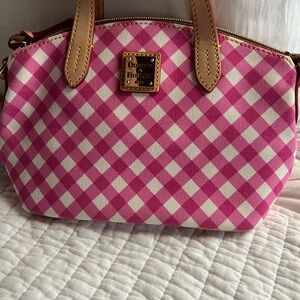 Dooney & Bourke Pink and White Checkered Satchel